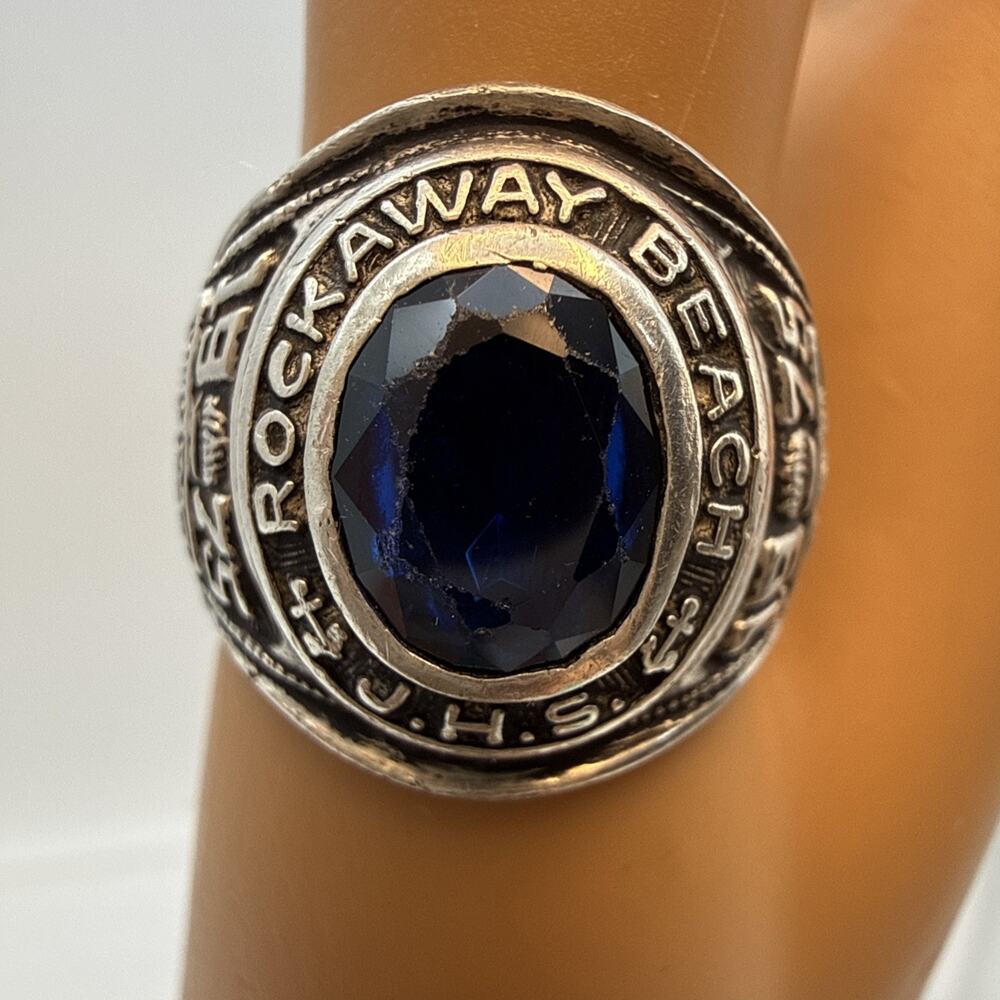 REED & CO Sterling Vintage 1975 Lab-Created Sapphire Rockaway Beach JHS Sz 8